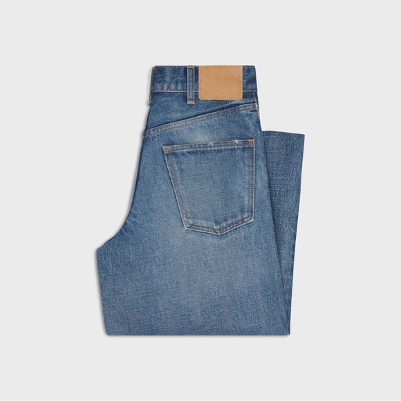 CELINE Designer Flared Surf High Waisted Jeans In Blue Union Wash Denim - Picture 2 of 11